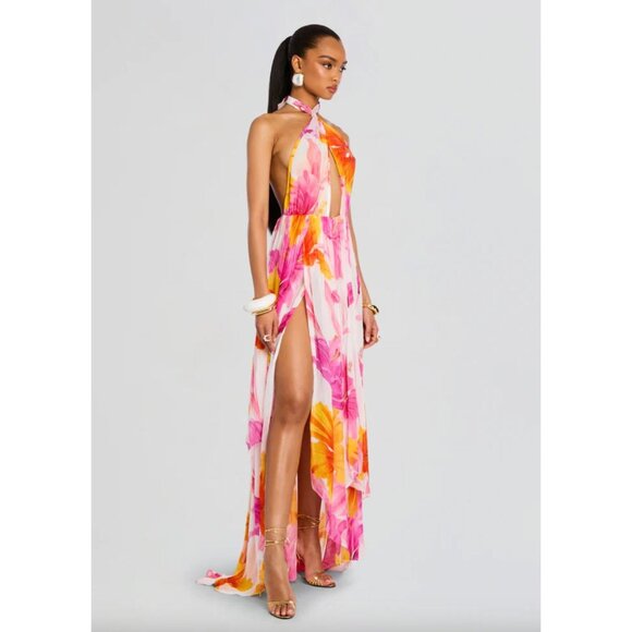 retrofete Ina Chiffon Maxi Dress Bianco Primavera Womens Size Medium - Picture 3 of 13